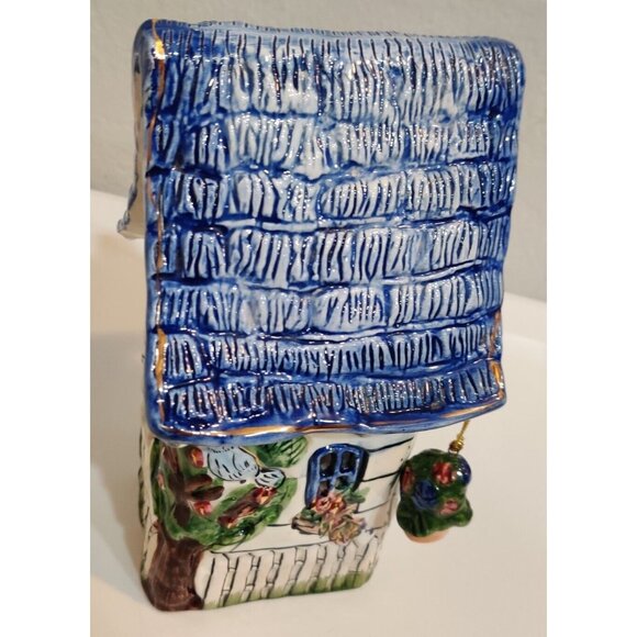 Blue Sky Heather Goldminc Tea light House Cottage Flower Blue Bird Candle Holder - Picture 9 of 16